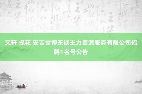 文轩 探花 安吉雷博东谈主力资源服务有限公司招聘1名号公告